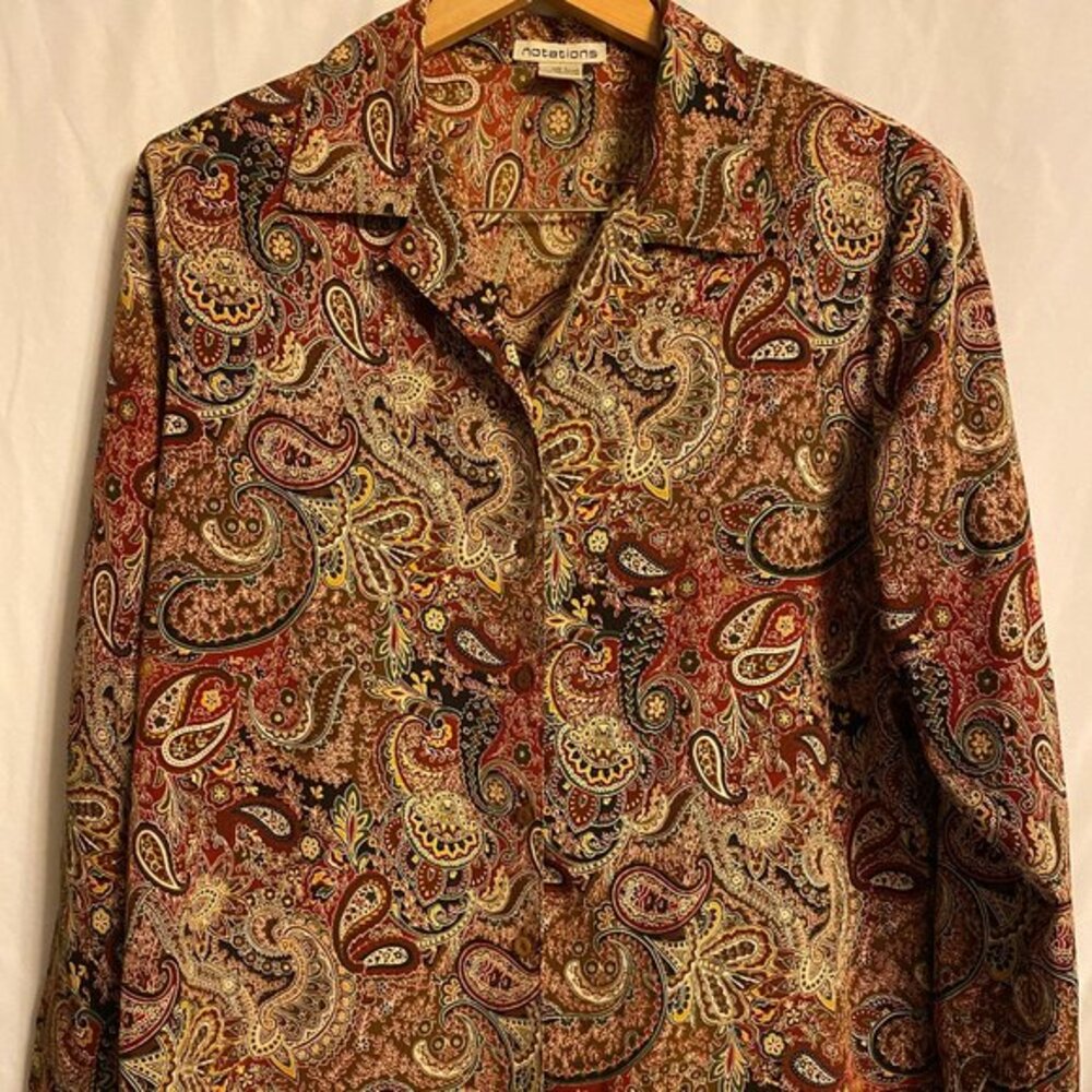 Notations Women's Tunic Paisley Pattern Top Size L